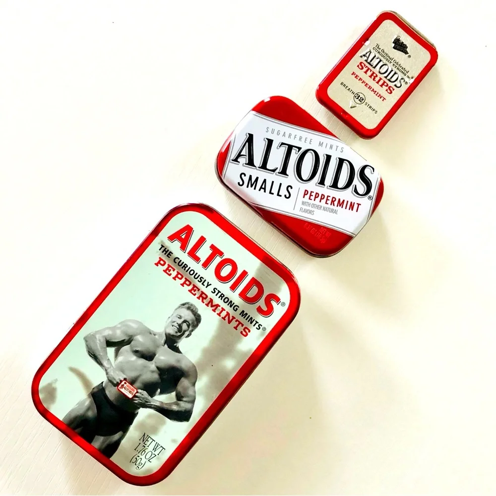 VTG  set 3 Vintage 2002 Altoids Strong Man Limited Edition Tin Peppermints - Picture 4 of 10